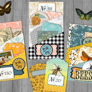 Kit diario spazzatura stampabile ape / Kit tasche piene / vintage natura effimera api pagina di carta forniture artigianali primavera estate download digitale
