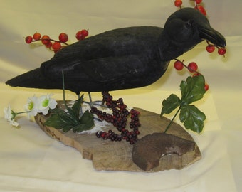 Hand Carved Basswood American Crow