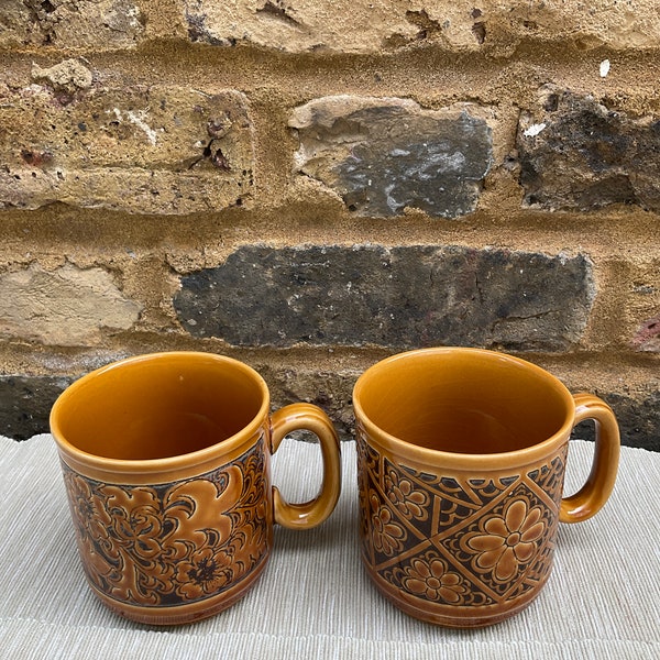 Vintage mugs - set of two mugs. England Churchill mug set. Ceramic mug set