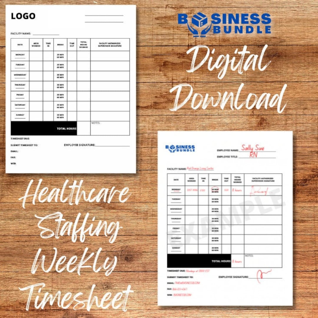 weekly-timesheet-staffing-agency-healthcare-staffing-etsy