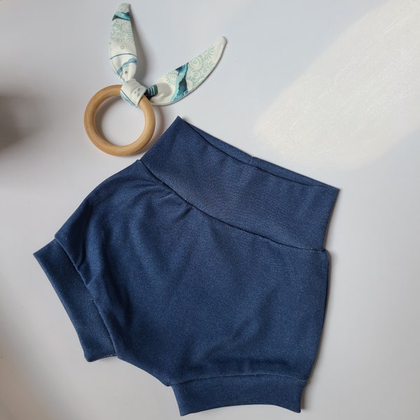 Baby Boy High Waisted Bummies Navy Blue organic bummies,  Organic Baby Clothes, Shorties, Diaper Cover,  shirt only for display