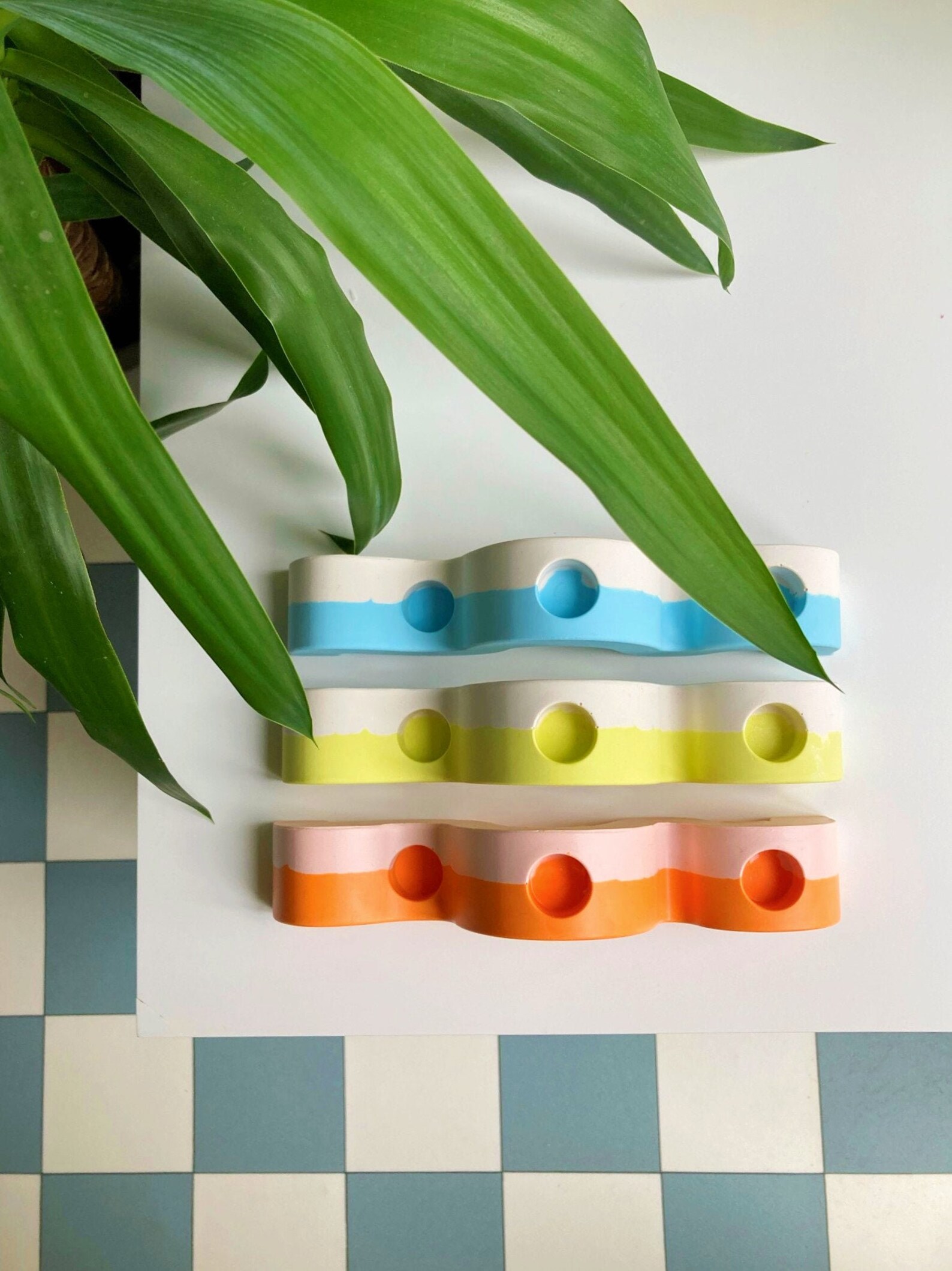 Funky Colourful Candle Holder Two Tone Wave Candlestick Etsy