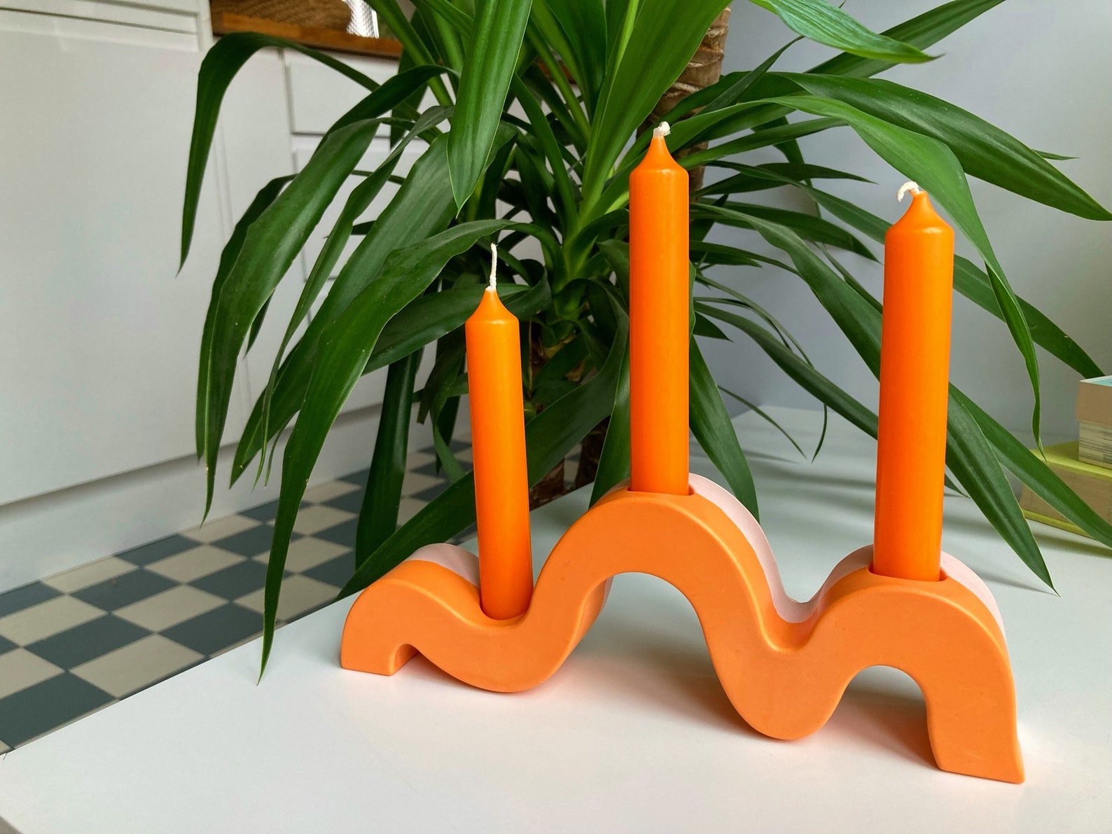 Funky Colourful Candle Holder Two Tone Wave Candlestick Etsy