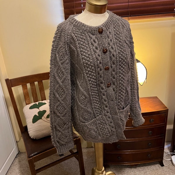 Vintage Irish Hand Knitted Wool Sweater House of Ireland Dublin
