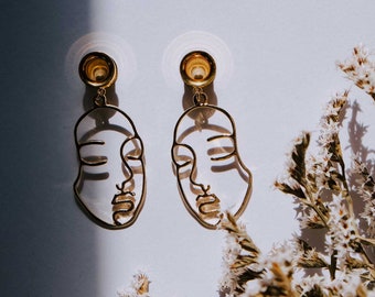 Flesh Tunnels &quot;Sleepy face&quot; Sold as Pair, High Quality Stainless Steel Metal Gauges, Wedding Jewelry, Last Minute Valentines Day Gift Friend