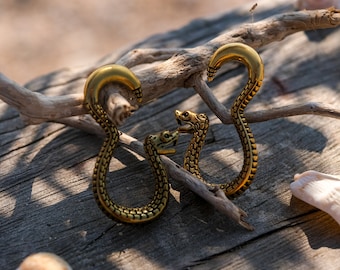 Ear Weights "Snake" Sold as Pair, High Quality Stainless Steel Metal Gauges, Hochzeit Schmuck, Last Minute Geschenk Valentinstag Freundin