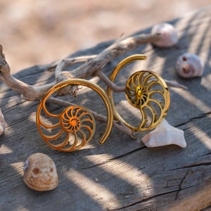 Ear Weights &quot;Nautilus&quot; Sold as Pair, High Quality Stainless Steel Metal Gauges, Wedding Jewelry, Last Minute Valentines Day Gift for her