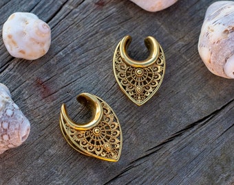 Selles d’oreille « Mandala » vendues par paire, jauges métalliques en acier inoxydable de haute qualité, bijoux de mariage, cadeau de dernière minute petite amie de la Saint-Valentin