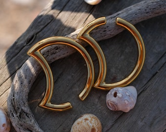 Ear Weights "Moon" Sold as Pair, High Quality Stainless Steel Metal Gauges, Wedding Jewelry, Last Minute Christmas Gift for her, Friends