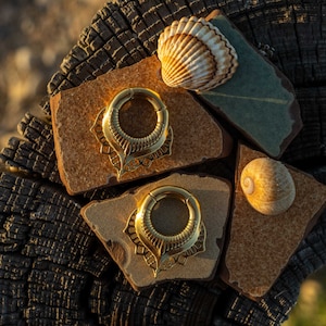 Ear Weights &quot;Lotus&quot; Sold as Pair, High Quality Stainless Steel Metal Gauges Wedding Jewelry, Last Minute Valentines Day Gift for her Friends