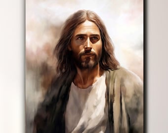 Impresión en lienzo de Jesucristo "Confía en Él", arte cristiano, arte SUD, arte de Jesús, pintura de Jesús, imagen de Jesús, regalo de Navidad