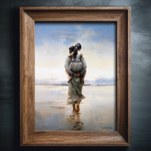 Poster Print, &quot;Footprints in the Sand&quot;, Christian Art, LDS Art, Jesus Art, Jesus Painting, Jesus Picture, Christmas gift