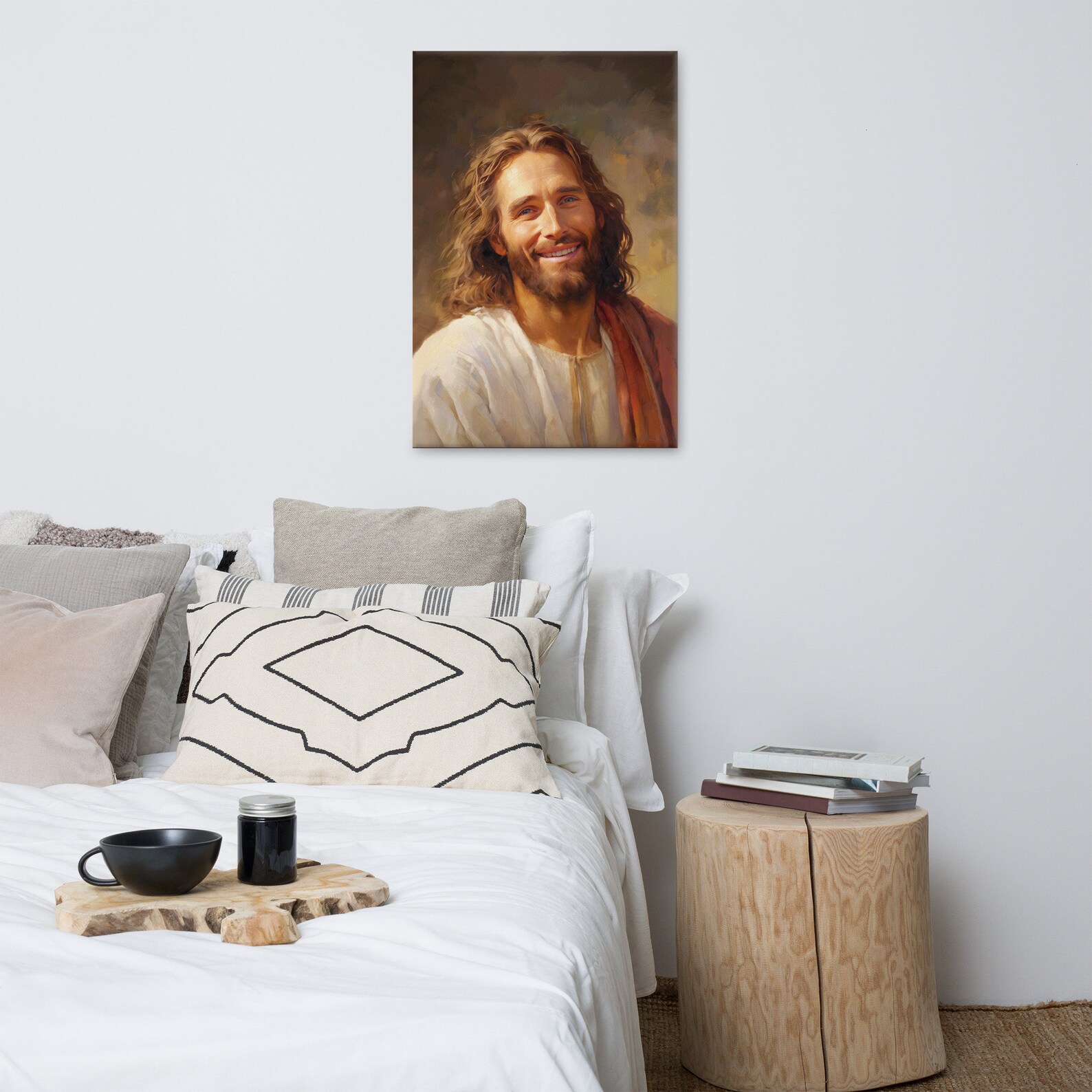 Jesus Christ Portrait Canvas Print Smiling Jesus Christ - Etsy