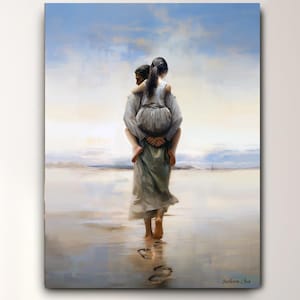 Canvas Print, &quot;Footprints in the Sand&quot;, Christian Art, LDS Art, Jesus Art, Jesus Painting, Jesus Picture, Christmas gift