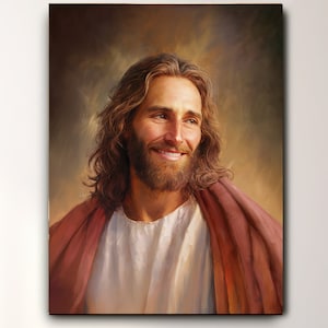 Jesus Christ Canvas Print, Christian Art, Smiling Jesus Christ, LDS art, Jesus Art, Jesus Painting, Happy Jesus