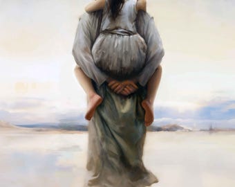 Footprints, Digital Download, Jesus Art Print, Jesus Wall Art, Christian Art, Jesus Digital Art, LDS Art, Jesus Art, Jesus Painting