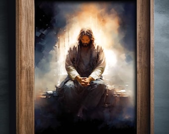 Jesus Christ Poster Print, Christian Art, Prayer, LDS art, Jesus art, Jesus painting, Jesus portrait, Christmas gift