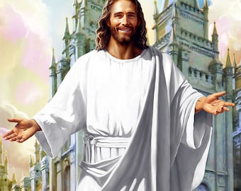 Digital Download, Come Unto Him, LDS Temple, Jesus Art Print, Jesus Wall Art, Christian Art, Jesus Digital Art, Christ Portrait, LDS Art