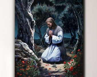 Jesus Christ Canvas Print, Gethsemane, Christian Art, lds art, Jesus Art, Jesus Painting, Christmas gift