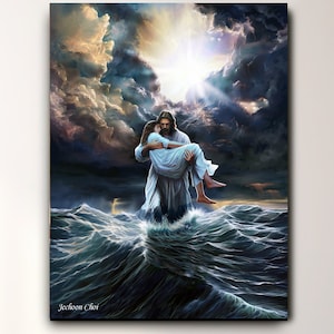 Impresión en lienzo de Jesucristo, Te libraré, Arte cristiano, Arte SUD, Arte de Jesús, Pintura de Jesús, Imagen de Jesús, Regalo de Navidad
