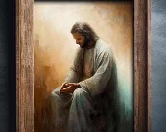 Jesus Christ, "Jesus Christ in Meditation" Canvas Print, lds art, christian art, Jesus Painting, Jesus art, Christmas gift
