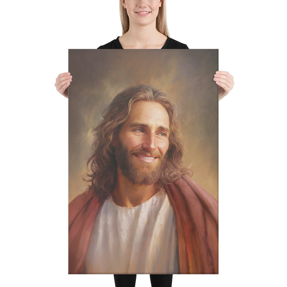 Jesus Christ Canvas Print, Christian Art, Smiling Jesus Christ, LDS Art