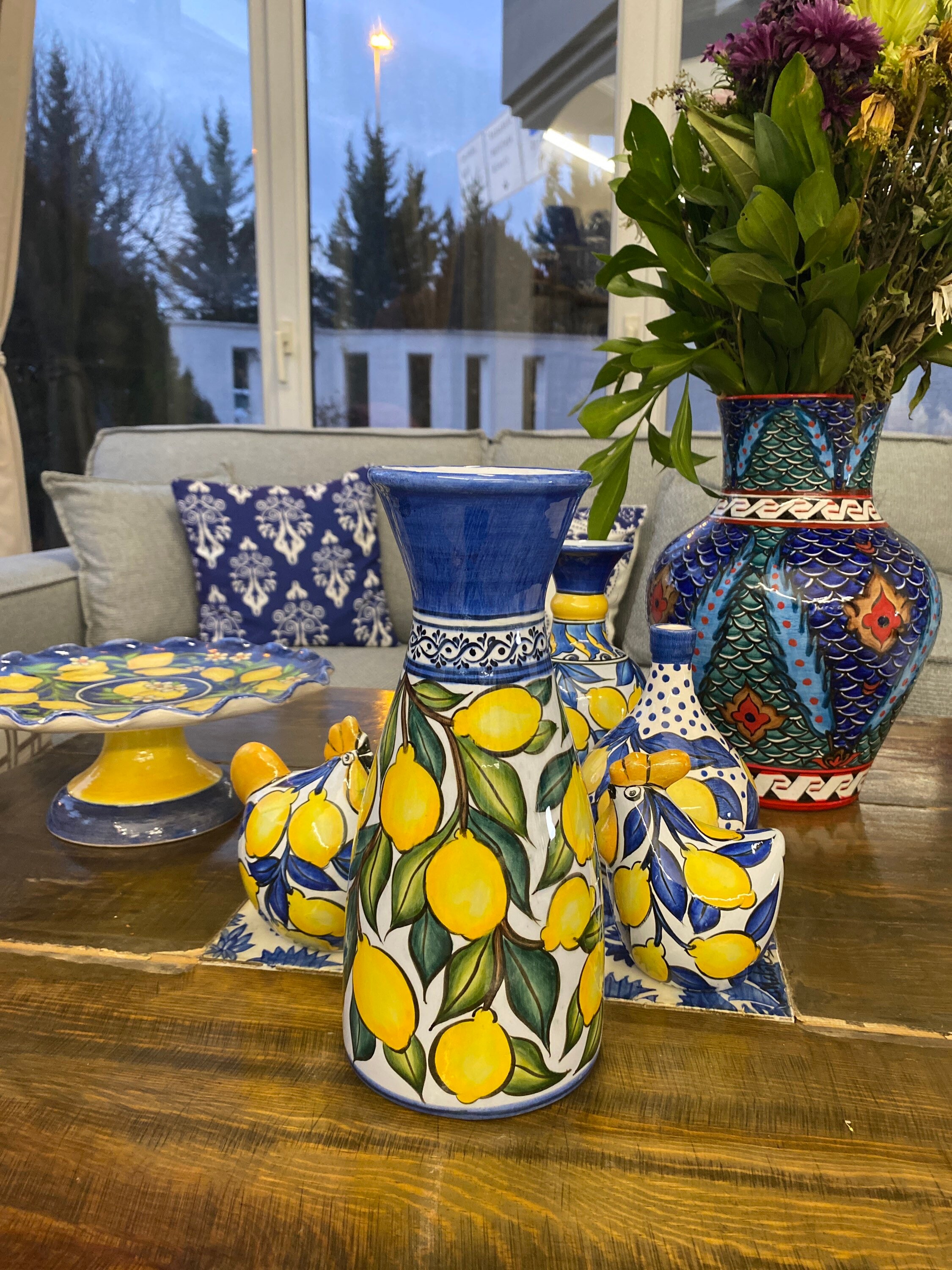 Ceramic Vase with Lemon Drawing Handmade Ceramic Vase Italian Ceramics Vase Hand Painted Vase Ceramic Vase with Lemon Drawing Handmade Ceramic Vase Italian Ceramics Vase Hand Painted Vase