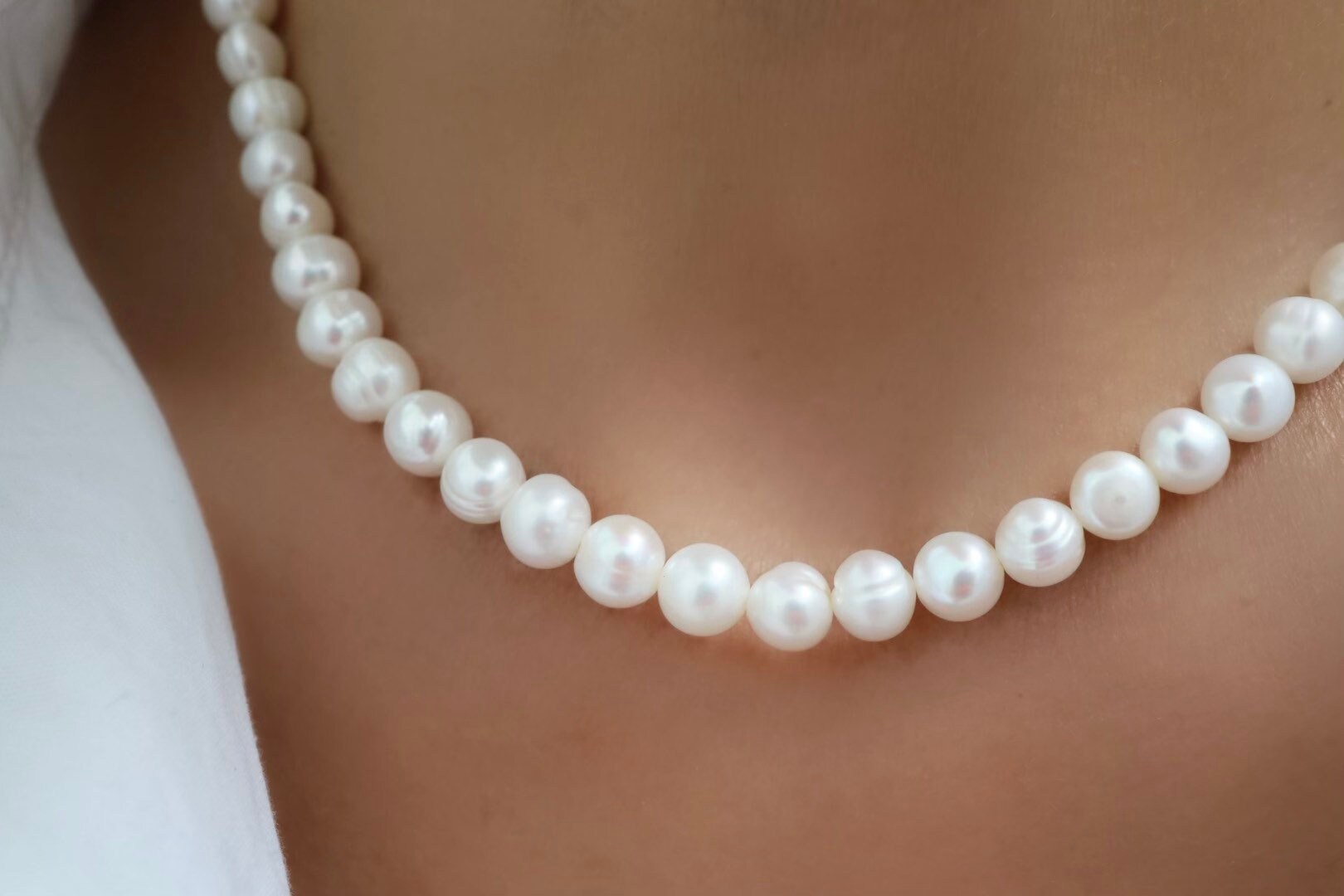 Freshwater Pearl Necklace Box Clasp Necklace Gold Box Clasp Etsy