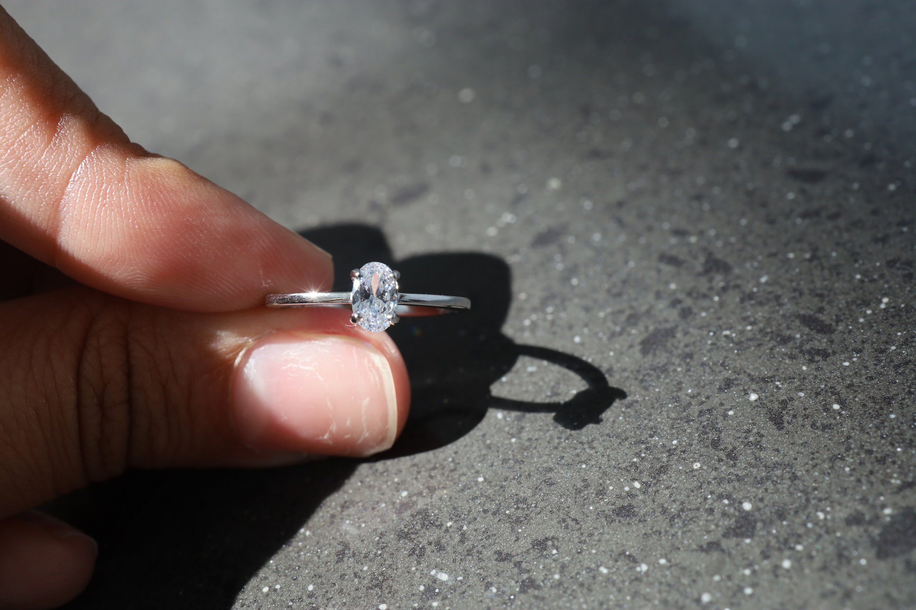 925 Sterling Silver Dainty Oval Cut Ring, Sterling Silver CZ 925 Sterling Silver Dainty Oval Cut Ring, Sterling Silver CZ