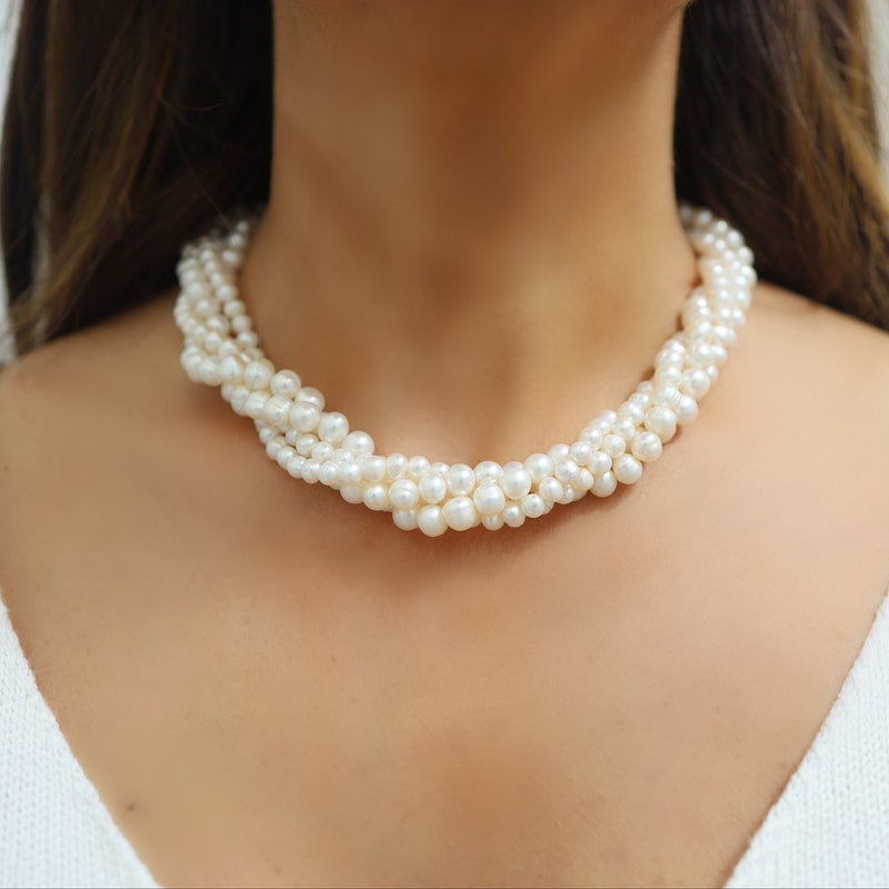 Multistrand Necklace with Bronze Pendant