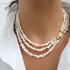 Vintage freshwater pearl multi strand necklace