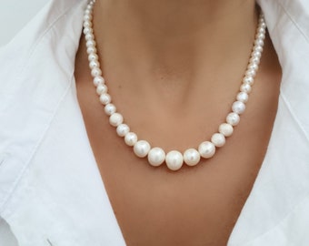 4-11 mm Graduated Freshwater Pearl Necklace,Pearl Necklace, Classic Pearl Necklace, Genuine Pearls, Necklace for Her