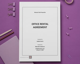 Office Rental Agreement | Office Rental Agreement Template | Instant Download