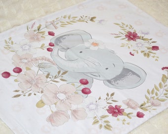 Kuscheldecke Elefant Babydecke doppelseitige Decke Baby Minky 75x100 cm 100% Baumwolle