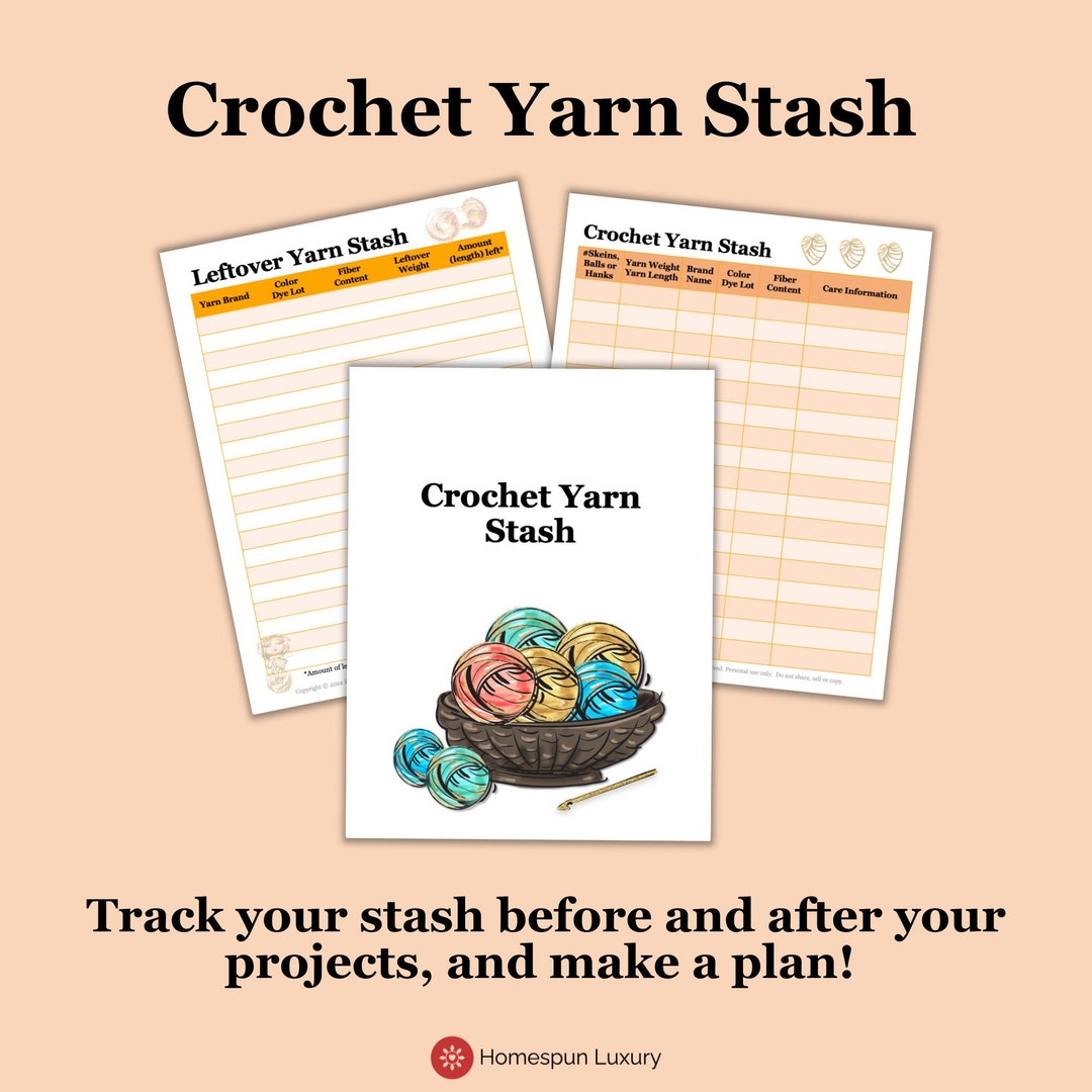 PRINTABLE CROCHET Yarn Stash INVENTORY Organizer and Tracker Etsy