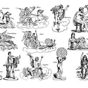 Griechische Mythologie Figuren Ai SVG ZIP Datei Poseidon Mars Apollo Venus Vesta Jupiter Merkur Vulcan Prometheus Juno Vulcan