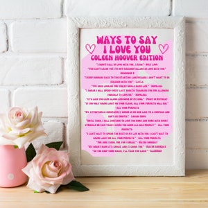Ways to say &quot;I love you&quot; Colleen Hoover Edition Digital Print - 4 Color Variations Included