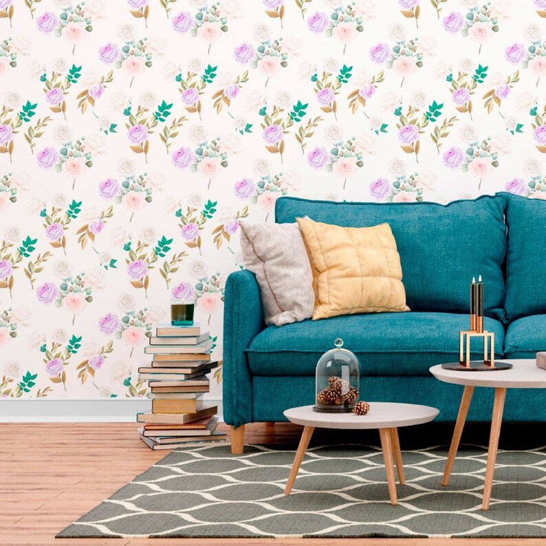 Floral Roses Peel & Stick Wallpaper N012008 Etsy