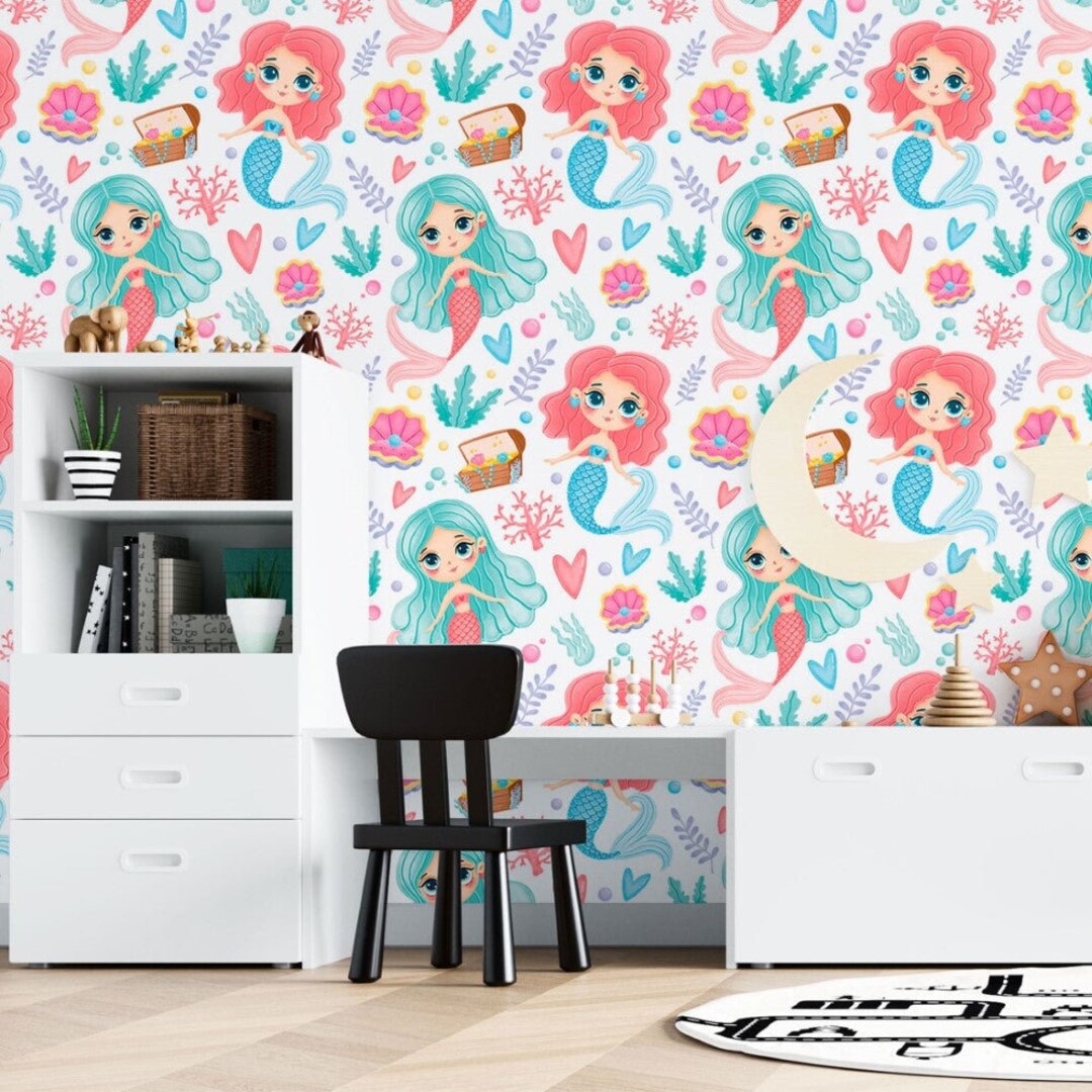 Childlike Mermaids Peel & Stick Wallpaper N015027 - Etsy