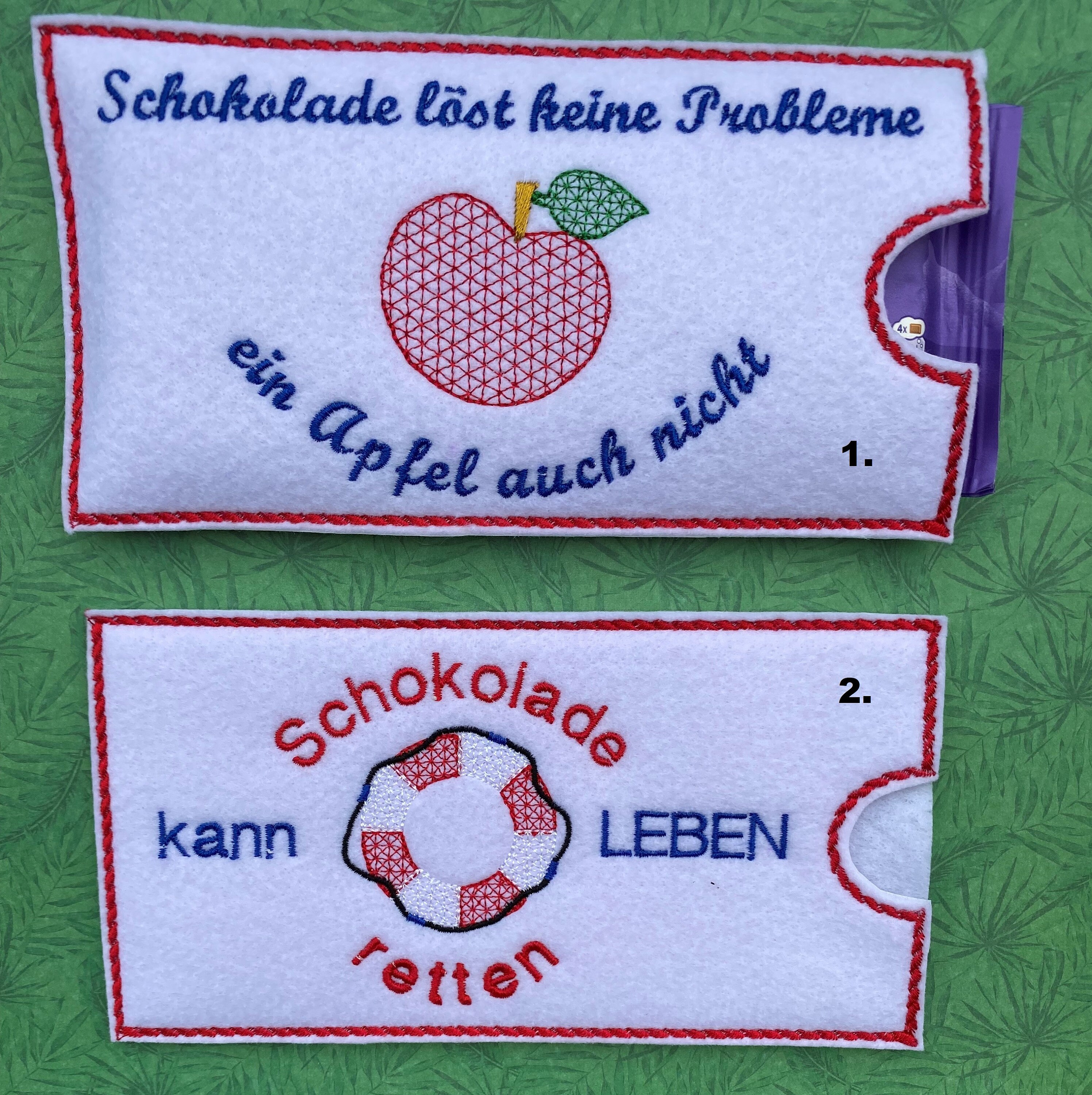 Wahrheiten 12. bestickte Schokohüllen mit SPRÜCHEN für Schokotafeln