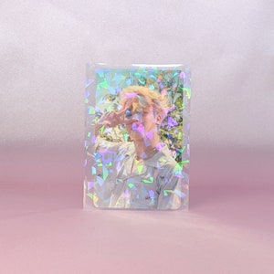 Fundas para tarjetas con piedras preciosas/holográficas/soportes para tarjetas fotográficas/fundas para tarjetas de vidrio roto/coleccionismo de tarjetas fotográficas de K-pop