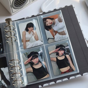 プレミアム A5 6 リング フォトカード ページ | 4 ポケット バインダー リフィル | フォトカード バインダー | Kpop コレクション | 文房具 ファイル フォルダー