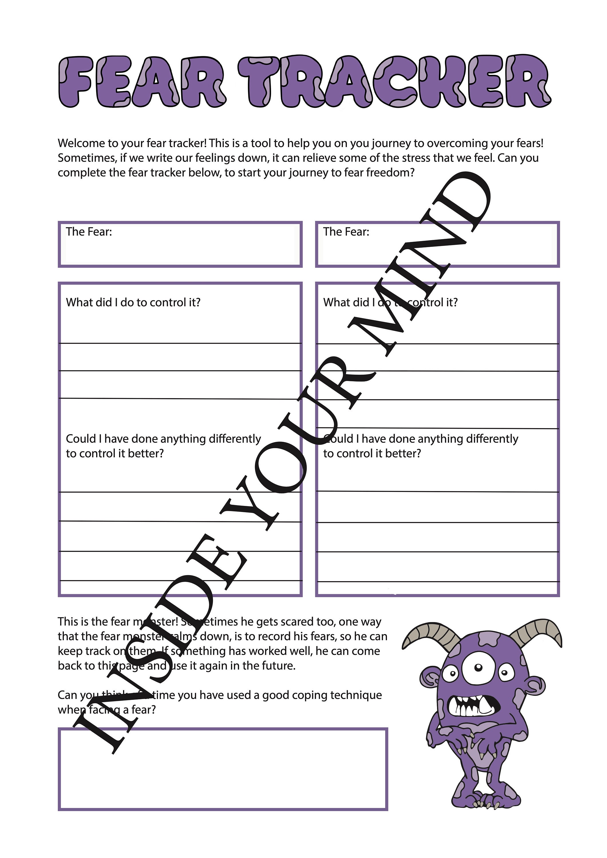 EMDR Fear Therapy Bundle Activity Pack x 5 Children's | Etsy