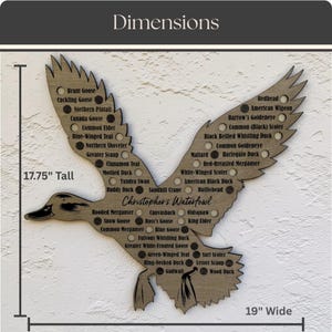 photo of wood duck harvest log showing the dimensions of 17.75" tall x 19" wide