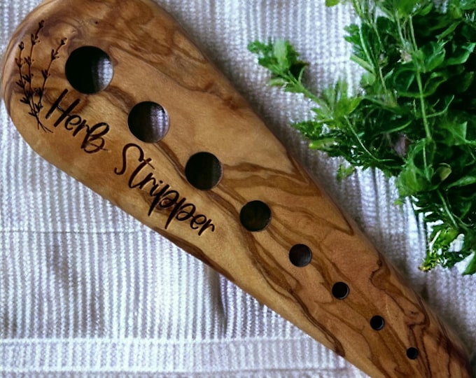 Custom Herb Stripper Tool – Handmade Olive Wood Kitchen Gadget, Eco-Friendly Cooking & Gardening Gift