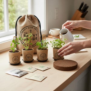 Indoor Herb Garden Starter Kit: Heirloom Basil, Cilantro, Parsley, Oregano immagine 5