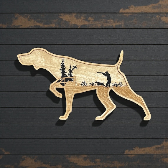 German Shorthaired Pointer decor: Layered Wood Art, GSP Gift