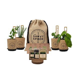 Herb Garden Kit - Non GMO, Heirloom Herb Seeds - Cilantro, Oregano, Parsley and Basil - Great Gardening Gifts - Made in USA