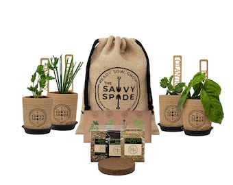 Herb Garden Kit - Non GMO, Heirloom Herb Seeds - Cilantro, Oregano, Parsley and Basil - Great Gardening Gifts - Made in USA