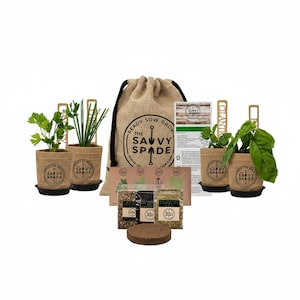 Indoor Herb Garden Starter Kit: Heirloom Basil, Cilantro, Parsley, Oregano